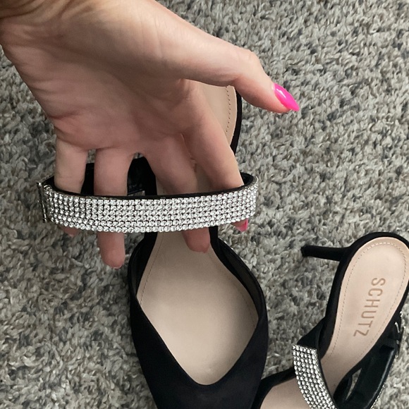 Schutz Black Heels with Sparkling Strap - Picture 9 of 10